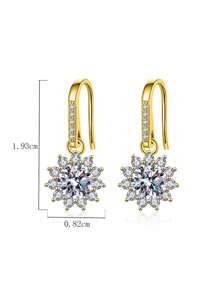 2 Stücke elegante und luxuriöse 925 Sterling Silber 1 Karat gelber Moissanit Schneeflocken Ohrringe, geeignet für den täglichen Gebrauch von Frauen, Hochzeitskette, Ewige Kette, Valentinstag, Muttertag, strahlende Schmuckgeschenke für sie