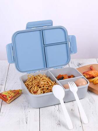 1pc Microwave-Friendly Flip-Lid Divided Bento Lunch Box,School Supplies