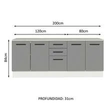 Kit gabinete bajo almacenamiento para garaje Madesa color blanco y gris mueble organizador robusto puertas compartimentos múltiples fácil armado ideal herramientas accesorios espacio ordenado - Blanco y Gris - Ver 3