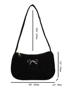 Solid Color Casual Lightweight Luxury Shoulder Bag, Suitable For Women For Daily Commute In Spring/Summer - Black - View 2