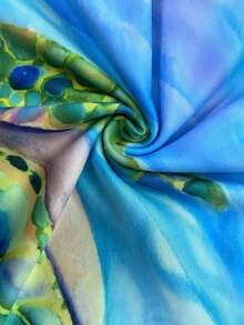 Plus Size Casual Vacation Style Ocean Creature Turtle Print Summer Sleeveless Dress - Baby Blue - View 6