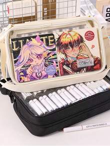 1 支马克笔收纳袋、多层透明铅笔袋、大容量文具收纳袋、适合美术生的多功能包、轻便的单肩包、方便的手提包、返校包、学校用品、铅笔袋、书包 - 馬克筆收納袋 - 查看 8