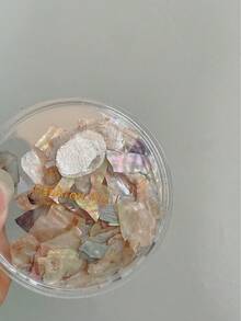 1 盒全新天然贝壳、云母、缎子、丝绸全息指甲贴纸、装饰性美甲配件美甲用品指甲饰品美甲宝石