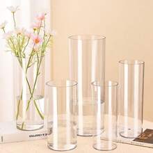 1 pièce Vase cylindrique en acrylique, vase à fleurs transparent de style contemporain pour fleurs fraîches, plantes hydroponiques, décoration de la maison ou du mariage, centre de table de restaurant - durable et incassable