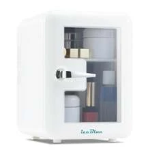 iceBlue Mini Fridge & Skincare Fridge With Transparent Window - 4L/6 Can Portable Cooler (Pink & White) For Car/Home Cosmetic & Beverage Storage - Dual-Temperature Heating/Cooling Design - Ideal Gift!