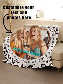 1pc Customized Photo Blanket, Personalized Photo Blanket, Family Photo, Pet Photo, Couple Photo Custom, Mother's Day, Father's Day, Gift For Mom/Dad, Memorabilia, Family, Best Friend Photo Blanket, Cozy Blanket, Family Photo Gift, Wedding Gift, Birthday Gift, Mother's Day Gift, Father's Day Gift - Multicolor - View 5