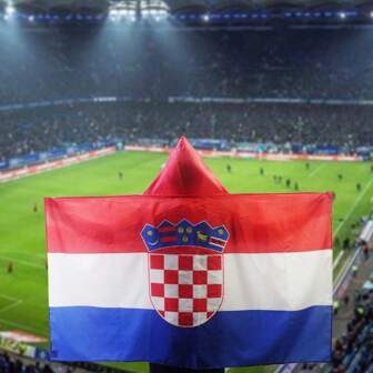 1pc Croatia Fan-Shaped Flag 90x150cm - Durable Outdoor Support Banner For Sports Events, Garden Displays And Cheering - 3x5 Ft Croatia National Flag With Hooded Design