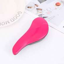 1 pieza Peine con forma de pie, cepillo para cabello mojado y seco, peine de masaje del cabelludo, cepillo desenredante, cepillo de plástico para peinar el cabello, peine de color, herramienta de belleza, portátil para viajar - Rosa - Ver 9