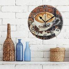 12 Inch Vintage Cafe Coffee Wall Clock Battery Operated Non Ticking Silent Quartz Analog Rustic Farmhouse Round Clock Retro Decor For Home Kitchen Living Room Bathroom - default - View 3