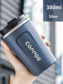 1pc/380ml/510ml Stainless Steel Coffee Cup, Portable Latte Coffee Cup, Travel Mug, Double Layer Stainless Steel Coffee Pot, Iced Tea Cup, Insulated Flat Bottom Cup, Bottle With Anti-Slip Shell, Travel Portable European High-End Latte Cup Suitable For Milk, Coffee, Tea, Juice Back To School
