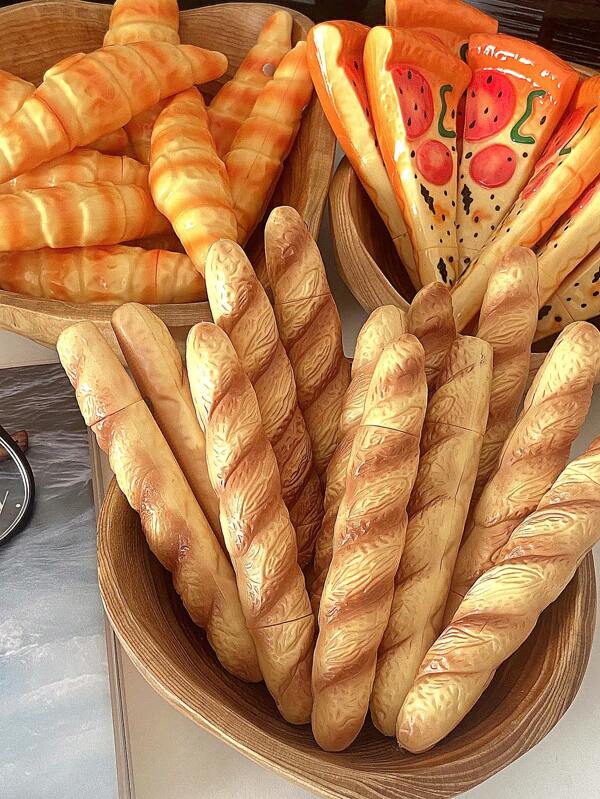 1 pieza Bolígrafo con diseño en forma de rodillo para pizza/pan, bolígrafos de punta de 0.5mm con temática de comida divertida, artículos de papelería únicos con dibujos animados para estudiantes y oficina, de vuelta a la escuela
