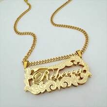 1 Stück individualisierte Edelstahl 2025 neue personalisierte Name Doppelschicht 3D Halskette, individualisierte 3D Namensplakette Halskette Geschenk für sie, Gold, Stilvoll, Farbig, Vintage, Einfach, Unisex, Lässig, Süß, Kundenspezifisch, Personalisiert, Einzigartig, ideales Geschenk für ihn, ideales Geschenk für sie, sie, Freund, Freundin, Vater, Mutter, Familie, Freunde, für Jahrestage, für Geburtstage, für Abschluss, für Promi, für Party, Edelstahl Schmuck