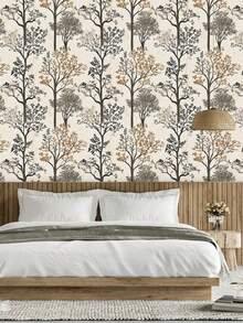 (44.5*100cm) Peel And Stick Wallpaper - Vinyl Material, Decorative Self-Adhesive Wallpaper For Home Improvement, Artistic Wall - Indoor Wallpaper, Vintage Tree Pattern Suitable For Bedroom, Living Room, Kitchen - Multicolor - View 15