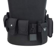 执勤腰带执法，警察执勤腰带，十合一警用战术腰带保安腰带，多功能军用模块化装备系统模压执勤腰带套装，适用于执法健身房配件腰带 - 黑色 - 查看 5