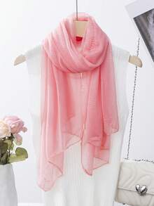 1 件柔软透气纯色网眼女士围巾，适合时尚和户外穿着，可用作披肩配饰女士 - 彩色 - 查看 40