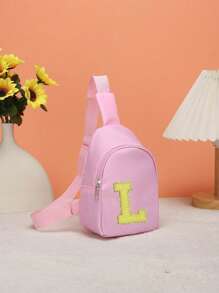 1 bolso de hombro juvenil y riñonera, con un patrón de letras de diferentes colores de la A a la Z en la riñonera, letras coloridas llenas de destellos, material de nailon con correa de hombro ajustable, para viajes de temporada y al aire libre, cierre de cremallera de metal para proteger los artículos