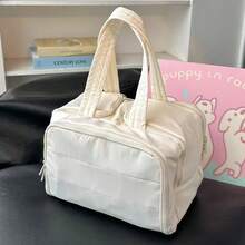 Large Capacity Waterproof Toiletry Bag,Travel Lightweight Large Wide-Open Travel Bag For Women, Puffy Cosmetic Makeup Bag Organizer With Handle For Accessories,Essentials, Toiletries - 米色 - 查看 2