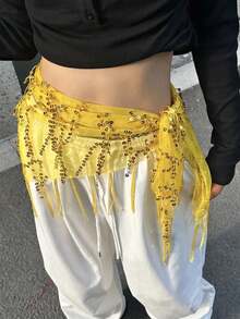 1 件女士肚皮舞服装亮片流苏三角肚皮舞臀巾女士泰国/阿拉伯舞蹈裙腰带
