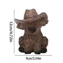 Artificial Highland Cow Statue Sculpture Decor For Home, Car, Office, Bookshelf, TV Stand Decoration
