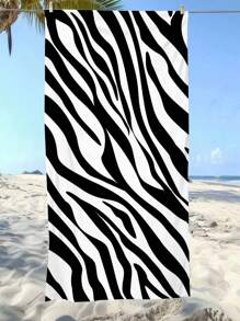 1pc Ultra Soft Zebra Print Pattern Microfiber Beach Towel, Home Decor, Suitable For Beach, Swimming Pool, Camping And Travel, Exceptionally Comfortable