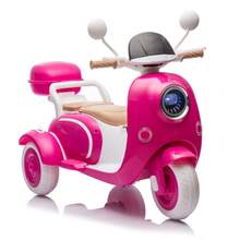 12V Two Motors Kids Ride On Level Up Two-Seater  Electric Motorcycle,Three-Wheel Toy W/Music,Bluetooth,USB,Backseat Flip Adult Seat,Portable Storage Hooks&Oversized  Trunk,LED Headlight  For Kids 3-6. - Red - View 3