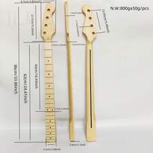 Mástil de bajo eléctrico estilo PB, 21 trastes de madera de arce, posicionamiento preciso de los agujeros para una instalación fácil, disponible en color natural, amarillo o palisandro, compatible con Precision Bass - Multicolor - Ver 10