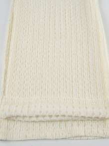 Holiday Fabric Knit Beach Pants, Fashionable White Casual Pants, Y2K Aesthetic, Straight Leg Summer Beach Pants - White - View 8