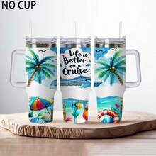 邮轮生活更美好 40 盎司玻璃杯 PVC 包装、DIY 防水自粘式 UV 杯贴花套装、40 盎司转印贴纸、杯子、瓶子等（不含杯子） - 藍色 - 查看 1