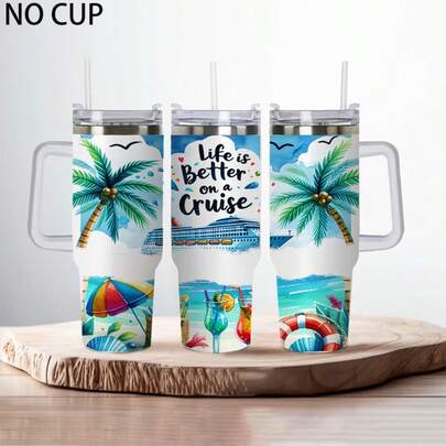邮轮生活更美好 40 盎司玻璃杯 PVC 包装、DIY 防水自粘式 UV 杯贴花套装、40 盎司转印贴纸、杯子、瓶子等（不含杯子）