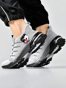 Men's Plus Size Casual Breathable Sports Running Shoes, Outdoor Fashion Solid Color Light-Weight Training Sneakers