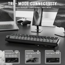 X66 Gasket Wireless Mechanical Keyboard With Volume Knob,60% Bluetooth/2.4GHz/Wired Gaming Keyboard,RGB Backlit,OEM Tri-Color PBT Keycaps,66 Keys Hot Swappable For PC/