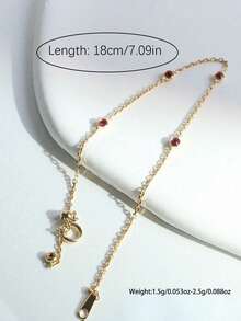 1pc 925 Silver Minimalist Lucky Red Ruby Bracelet, Luxurious Niche Design, Versatile Accessory For Daily Commute & Dates - Yellow Gold - View 5