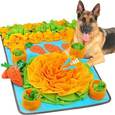 Interactive Dog Snuffle Mat - Durable Polyester Foraging Blanket With Scented Food Items & Hidden Treats - Engaging Puzzle Toy For Nosework Training & Slow Feeding - Perfect For All Dog Breeds