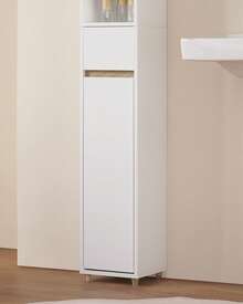 SoBuy Bathroom Tall Cabinet Bathroom Cabinet Made Of MDF(E1) Painted WHD Approx. 20x180x20cm BZR34 Home Bathroom Decor Bathroom Organizer SummerBathroom Accessories - Multicolor - View 9