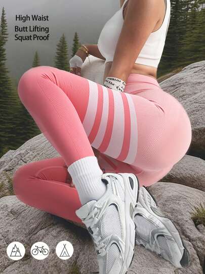 Spodnie do jogi wiosenno-letnie w kolorze różowym, bezszwowe, dla kobiet, legginsy do ćwiczeń na świeżym powietrzu z wysokim stanem, różowe spodnie sportowe do jazdy na rowerze, pieszych wędrówek, wspinaczki, biegania.