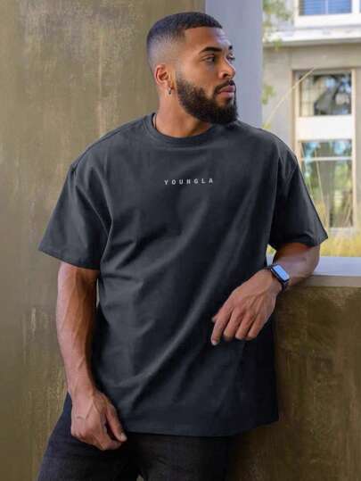 Casual Short Sleeve Tee, For Going Out, For Friends,Classic Ribbed Cuffs, Long-Lasting Fit And Comfortable, Suitable For Daily Wear, Outdoor Travel Men's Sweatshirt, Spring And Summer Men's Tops