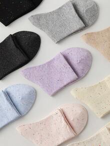 4 Pairs Women's Wide Mouth Dotted Mesh Thin Cotton Casual Socks, Japanese Style Daily Wear, Odor Resistant Mid-Calf Socks