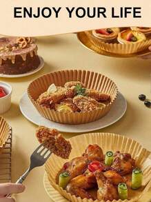 10/50/100pcs Circular/Square Air Fryer Special Paper Tray, Household High Temperature Resistant Oil Absorbing Paper, Mat For Food Oven, Baking Silicone Oil Paper Baking Paper Tray. Compatible With Most Air Fryers.