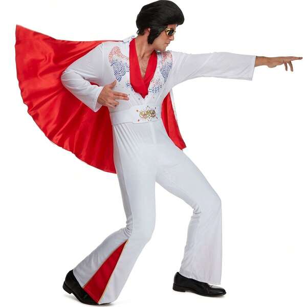 Morph Costumes Adult Rock Star Costume With Cape, Belt & Scarf - 70s Fancy Dress For Halloween, Stag Parties & Themed Events - High Quality