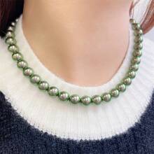 1/2 Pieces Of Peacock Green Freshwater Pearl Necklace - The Perfect Gift For Girlfriends, Wives, Mothers And Friends - Perfect For Parties, Banquets And Business Events, Shiny, Natural,Mother's Day