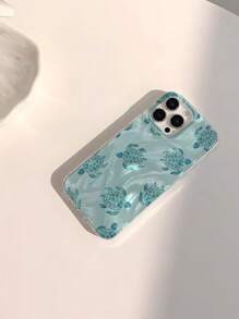 1 pieza Funda de teléfono suave, brillante y transparente con diseño a prueba de agua, huellas dactilares y arañazos con patrón de tortuga marina y olas de agua de verano fresco
