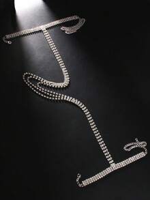 1pc 50cm Rhinestone Chain Arm Bracelet, Bridal Jewelry - Silver - View 5