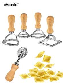 choxila 1pc Ravioli Stamp Maker Cutter Set, Manti Mold Pastry Press With Wooden Handle, Cookie Mold With Fluted Edge, Pasta Press Kitchen Attachment,Use Ramadan, Eid Al Adha, And Eid Al Fitr