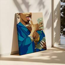 1pc Framed Canvas Poster, Money Display, Luxurious Accessories, Street Art Style Wall Art Canvas Paintings, Ideal Gift For Bedroom Living Room Corridor, Wall Art, Room Decoration - 彩色 - 查看 3