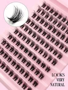 Asiteo 100pcs D-Curl Fluffy False Eyelashes, Transparent Lash Stems, Delicate & Lightweight, Natural & Voluminous, Easy To Wear, Salon-Grade Quality, Segmented Design For Stunning Eye Look - Black - View 4