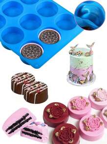 1pc Chocolate Cookies Silicone Mold, 12-Cavity Round Cylinder Silicone Mold For Cookies, Desserts, Jelly, Pudding, Candy, Cupcake And Cookie Baking