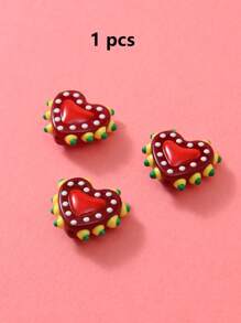 1/5 piezas Cuentas de vidrio pintadas a mano con corazones de puntos de múltiples colores de dopamina, aptas para hacer collares, pulseras, aretes, llaveros, encantos de teléfono, para amantes unisex