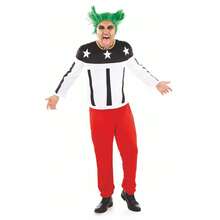 Morph Costumes 90's Rave Costume For Men - Iconic British Fancy Dress Outfit With Studded Choker & Green Wig - Perfect For Themed Parties - Black - View 2
