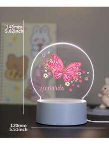 1 pieza Luz nocturna de ilusión LED de luz cálida con nombre personalizado, mariposa rosa y flores, regalo creativo para niños, niñas o amigos, decoración de escritorio para aniversarios, Día de San Valentín, Día de la Madre, Día del Niño, cumpleaños, Día del Padre, graduación, bodas, inauguración de la casa, para el hogar, oficina, comedor, sala de estar, dormitorio, salón de té, Día de San Valentín, decoración de Día de San Valentín, vida lenta de verano, artesanía personalizada, vintage