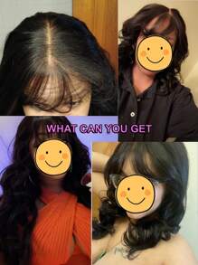 UNice Wigs Pre Cut Pre Bleached Pre Plucked 7x5 Bye-Bye Knots™ Lace Front Wig Curtain Bangs Fluffy Black Fluffy Natural Loose Wave Wig With Bangs Wear Go Glueless Wig Lace Closure Wigs For Women UNICE Hair